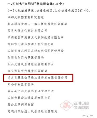厉害了！兴文这家公司抱回了一个“金熊猫”_景区 名胜风景区管理